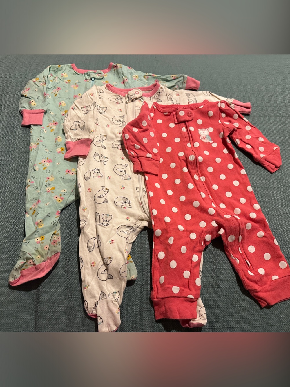 Pink Polka Dot Baby One-Piece Romper 0-3 month pajama bundle